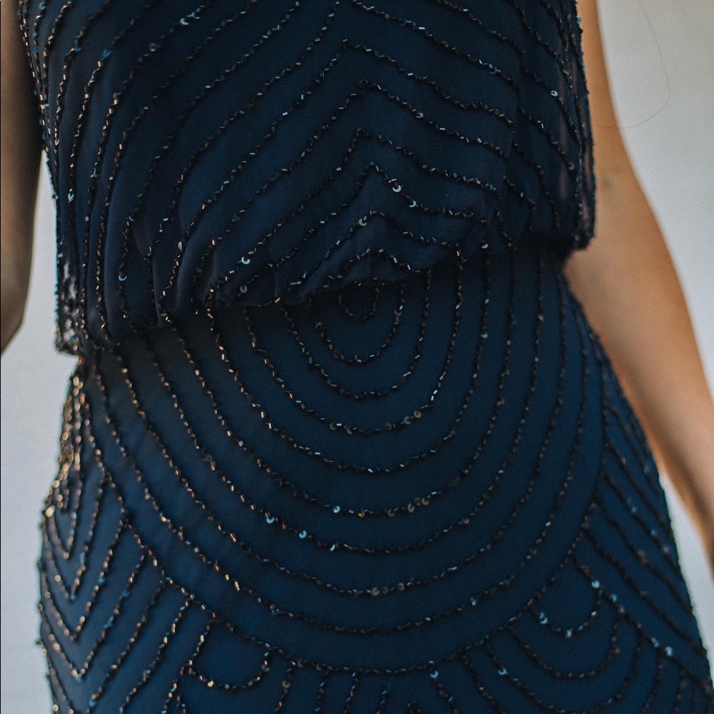 Adriana Papell navy blue sequin dress!